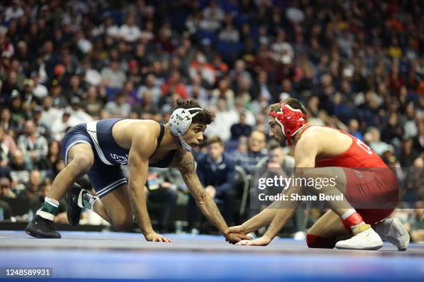 YVito Arujau 25-1, over Roman Bravo-Young 20-1, during the Division I Mens Wrestling Championship held at the BOK Center on March 18, 2023 in Tulsa,...