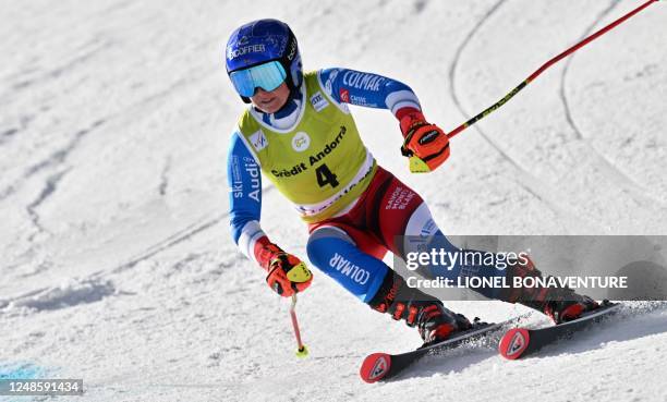 France's Tessa Worley competes in the Women's Giant Slalom event of the FIS Ski World Cup Finals in El Tarter, Andorra on March 19, 2023.