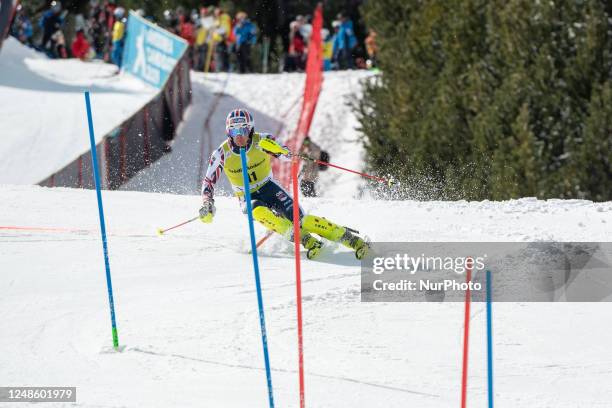 Dave RYDING of GBR in action during Audi FIS Alpine Ski World Cup 2023 Slalom Discipline Men's Downhill on March 19, 2023 in El Tarter, Andorra.