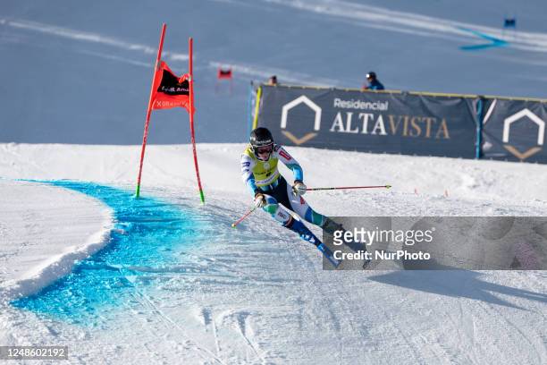 Ana BUCIK of Slovenia in action during Audi FIS Alpine Ski World Cup 2023 Super L Discipline Women's Downhill on March 16, 2023 in El Tarter, Andorra.