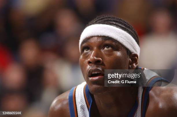 Kwame Brown of the Washington Wizards plays against the Phoenix Suns on January 27, 2003 at the MCI Center in Washington DC. NOTE TO USER: User...