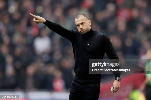 Coach John Heitinga of Ajax during the Dutch Eredivisie match between Ajax v Feyenoord at the Johan Cruijff Arena on March 19, 2023 in Amsterdam...