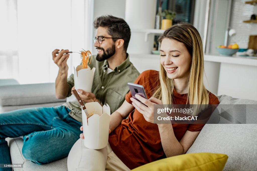 Home delivery of food for young couple