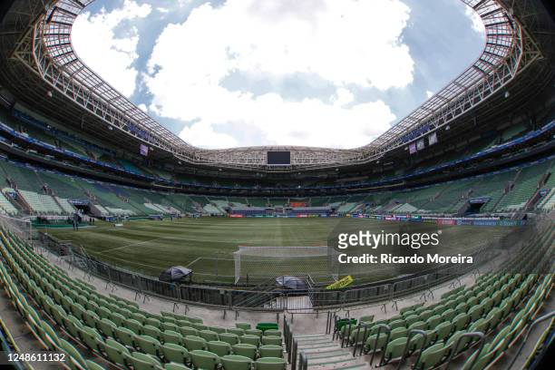 General view of the stadium before the match between Palmeiras and Ituano as part of Semi-finals of Campeonato Paulista at Allianz Parque on March...