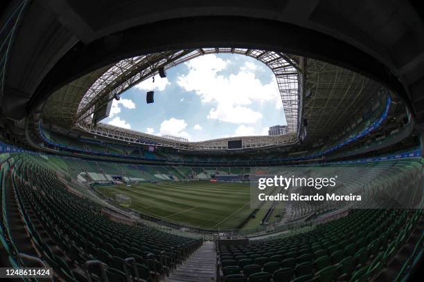 General view of the stadium before the match between Palmeiras and Ituano as part of Semi-finals of Campeonato Paulista at Allianz Parque on March...