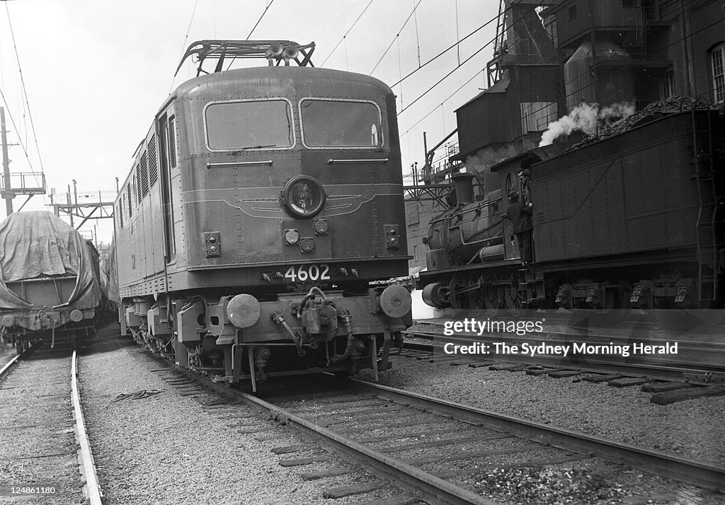 Goods yard railway electrified at Darling Harbour Sydney on 6 October 19