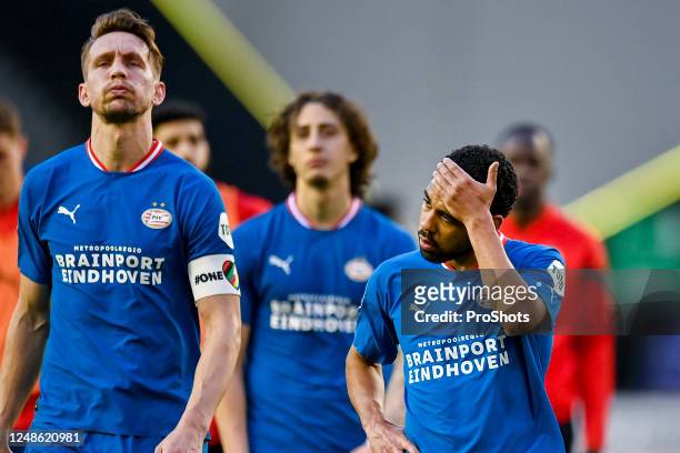 GelreDome, Dutch Eredivisie Football, season 2022 / 2023, Vitesse - PSV, final result 1-1, PSV player Luuk de Jong, PSV player Philipp Mwene - Photo...