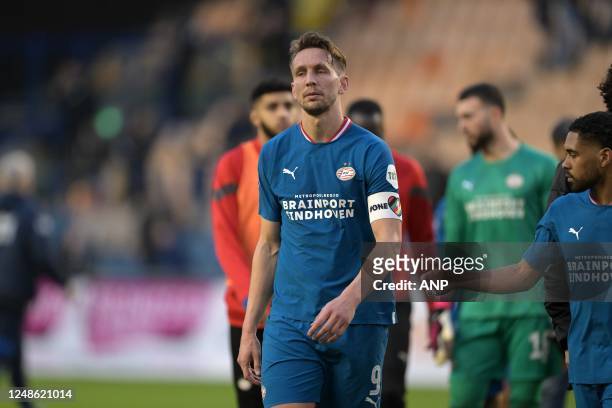 Luuk de Jong of PSV Eindhoven disappointed after the Dutch premier league match between Vitesse and PSV at the Gelredome on March 19, 2023 in Arnhem,...