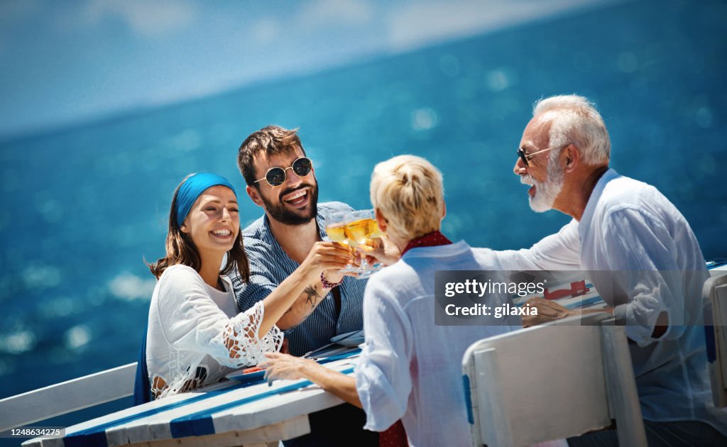 Family on a sailing cruise.