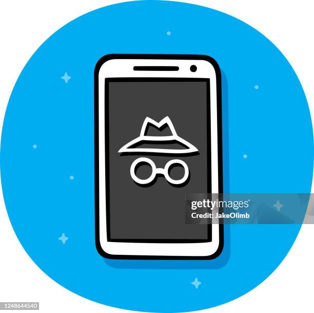 incognito smartphone doodle - neighborhood crime watch stock illustrations