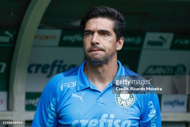 Abel Ferreira head coach of Palmeiras looks on during a match between Palmeiras and Ituano as part of Semi-finals of Campeonato Paulista at Allianz...