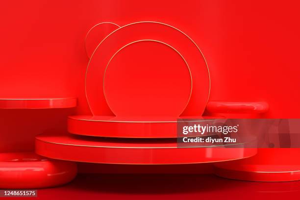 close up of booth 3d rendered - gold circle 3d stock pictures, royalty-free photos & images