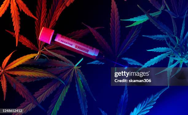 close up vaccine vial and amp for prevention,immunization and treatment from coronavirus (covid-19) product from thc cannabis - decriminalization stockfoto's en -beelden