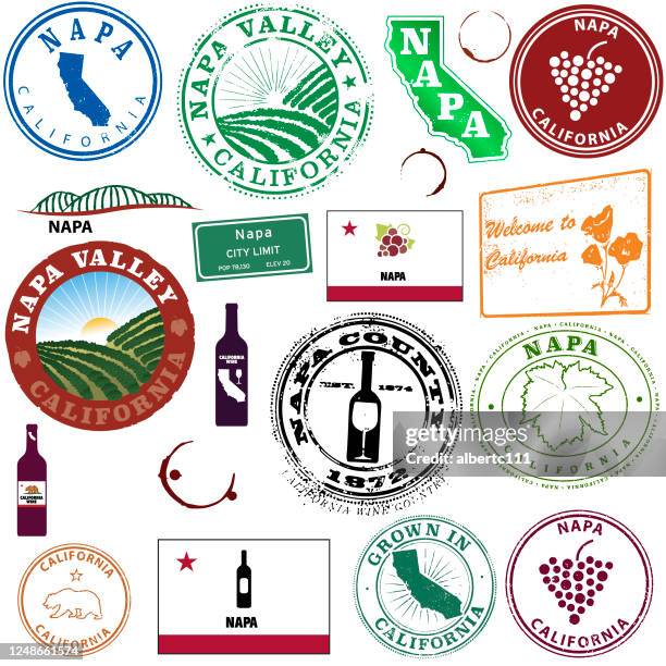 stockillustraties, clipart, cartoons en iconen met napa california vintage travel graphics - napa californië