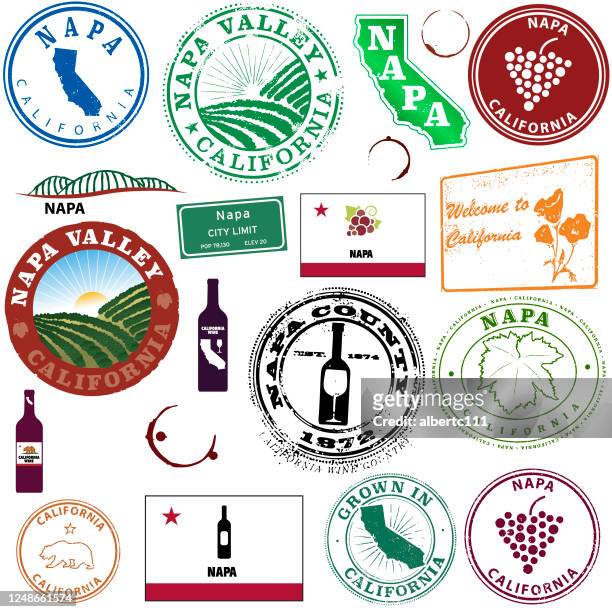 napa california vintage travel graphics - wine maker stock illustrations