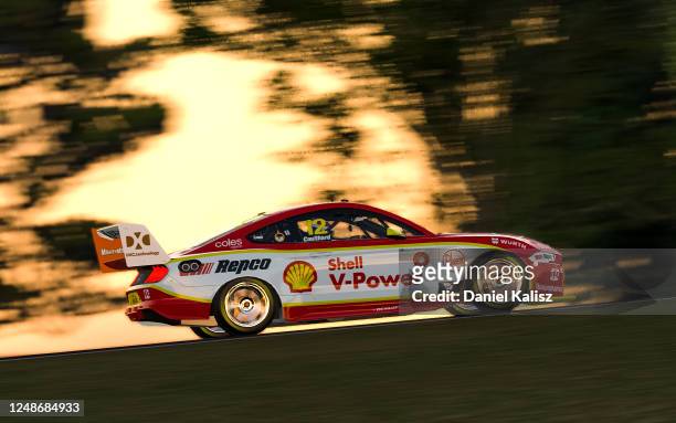 Fabian Coulthard drives the Shell V-Power Racing Team Ford Mustang during practice for round 10 of the Supercars All Stars Eseries at Oran Park...