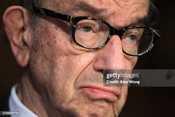 Former Federal Reserve Board Chairman Alan Greenspan testifies during a hearing before the Responsibility and Economic Growth Subcommittee of the...