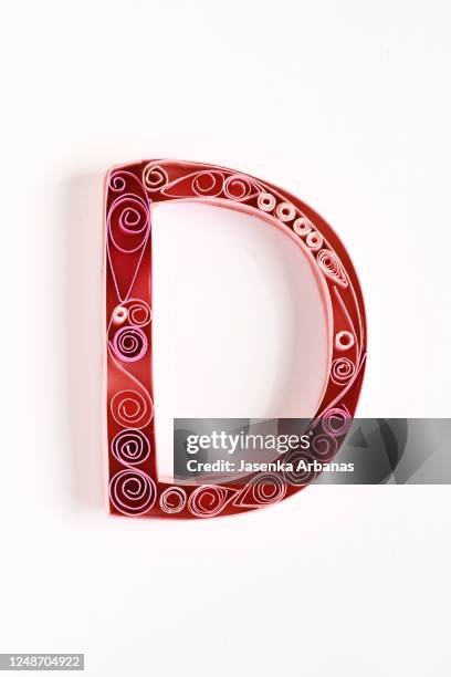 handmade paper quilling letter d - monogram letters stock pictures, royalty-free photos & images