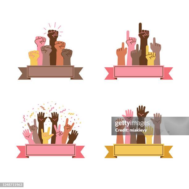 hand gestures set - index finger white background stock illustrations