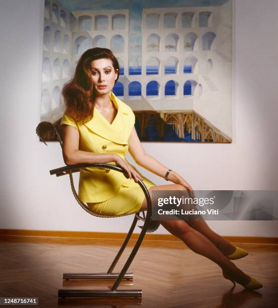 Italian actress and film producer, Edwige Fenech, portrait, Rome, circa 1990.