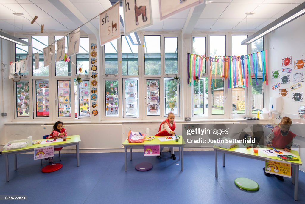 Children Maintain Social Distancing at Earlham Primary School