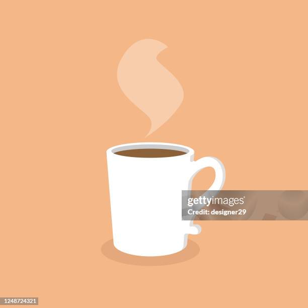 white coffee mug flat design. - coffee shop stock illustrations