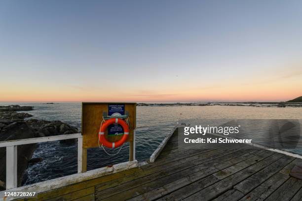 Lifebuoy is seen on June 10, 2020 in Kaikoura, New Zealand. New Zealanders are adjusting as life begins to return to normal following the lifting of...