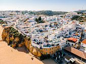 Aerial view of seaside Albufeira in Algarve, Portugal.