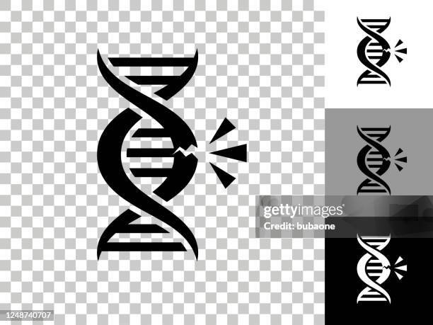 dna break icon on checkerboard transparent background - genetic mutation stock illustrations