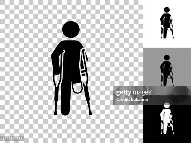 leg amputee icon on checkerboard transparent background - amputee stock illustrations