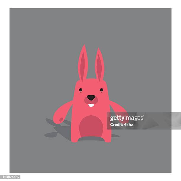 cute vector tiny pink bunny character - eccentric stock illustrations