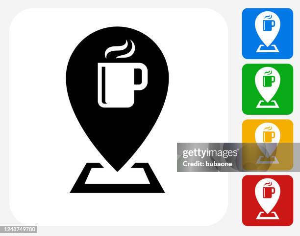 coffee shop map pointer icon - multiple coffee cups stock illustrations