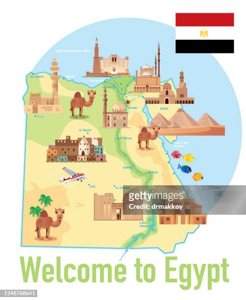 egypt map - river nile stock illustrations