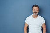 Casual bearded man in a casual white t-shirt