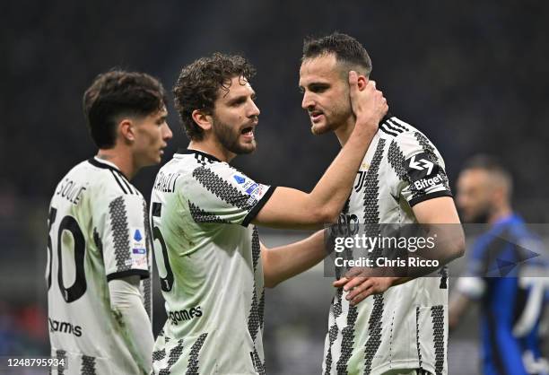 Federico Gatti of Juventus and Manuel Locatelli of Juventus during the Serie A match between FC Internazionale and Juventus at Stadio Giuseppe Meazza...