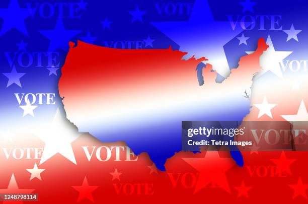 digitally generated image of shape of usa map and vote sign - usa election stock pictures, royalty-free photos & images