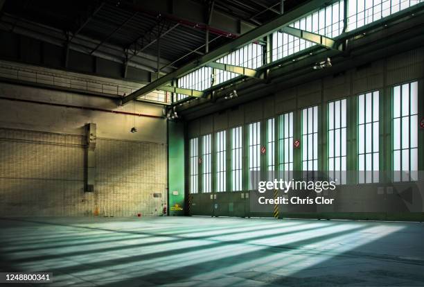 germany, berlin, interior of abandoned tempelhof airport - hanger bildbanksfoton och bilder