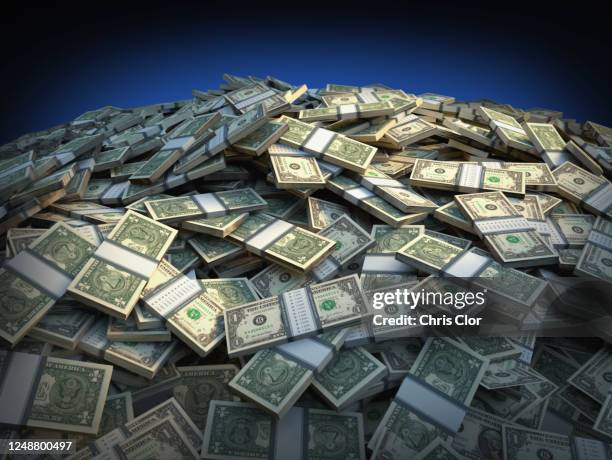 heap of one dollar banknotes - heap stock pictures, royalty-free photos & images