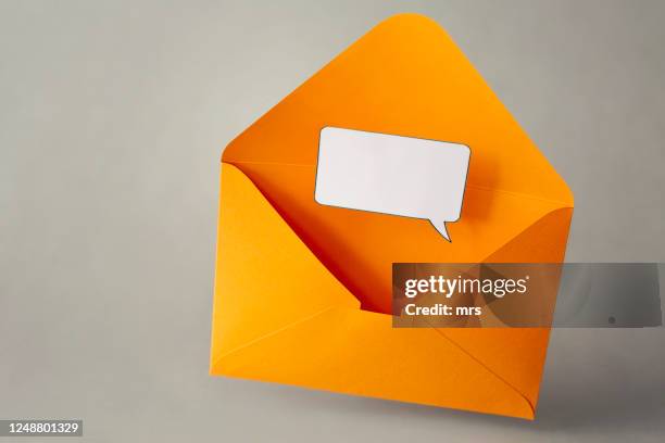 speech bubble - opening envelope stock pictures, royalty-free photos & images