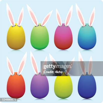 Colorful Vector Easter Eggs With Bunny Ears Colorful Vector Easter Eggs With Bunny Ears