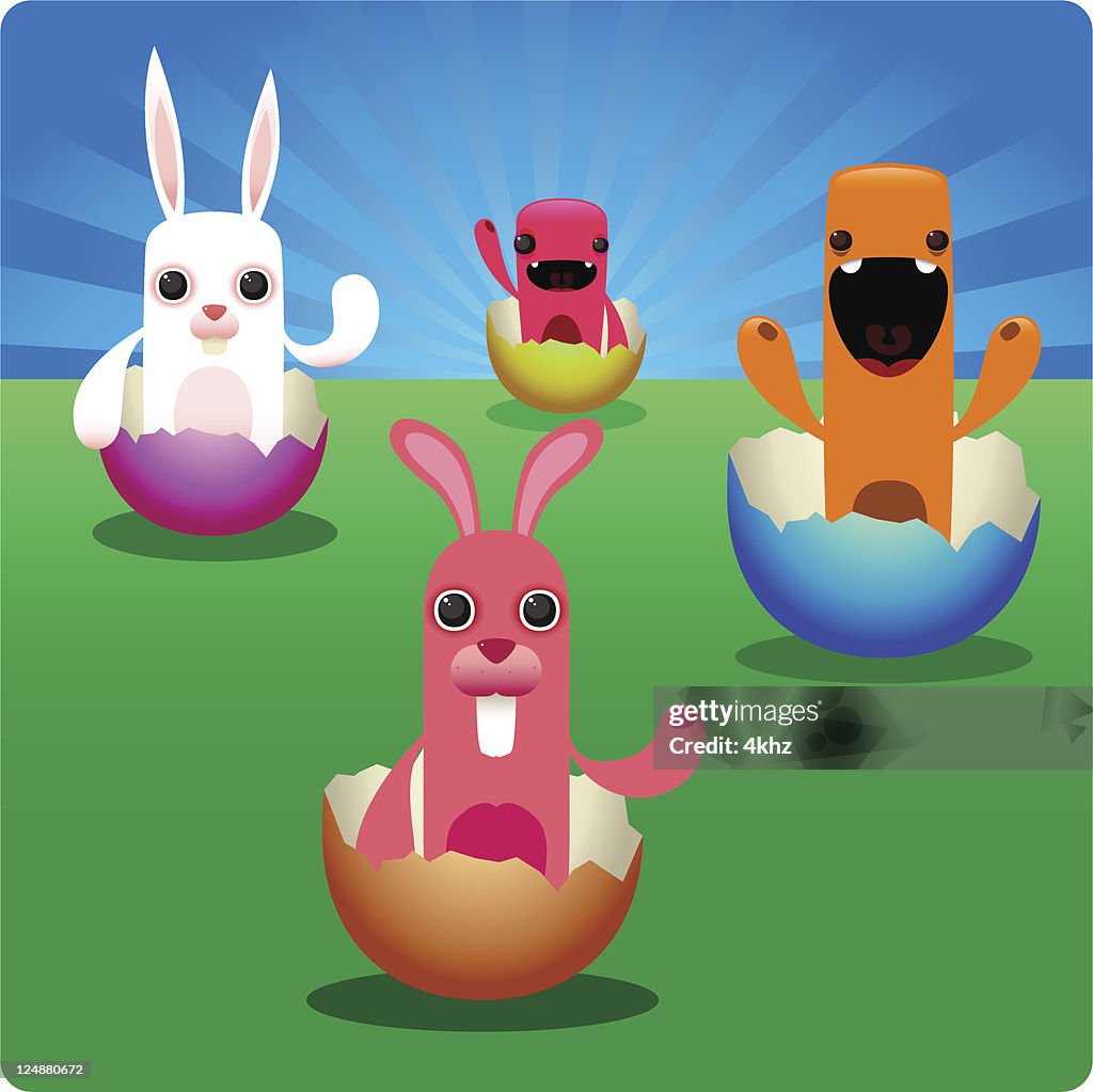 Giant Rabbit Cartoonstock Cartoon Bunny Rabbits And Friends Surprise From Eggs High-Res Vector ...
