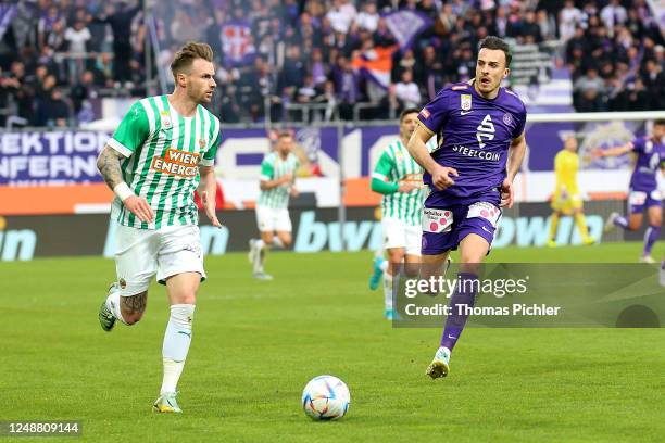 Michael Sollbauer of Rapid Wien and Haris Tabakovic of Austria Wien during the Admiral Bundesliga match between FK Austria Wien and SK Rapid Wien at...