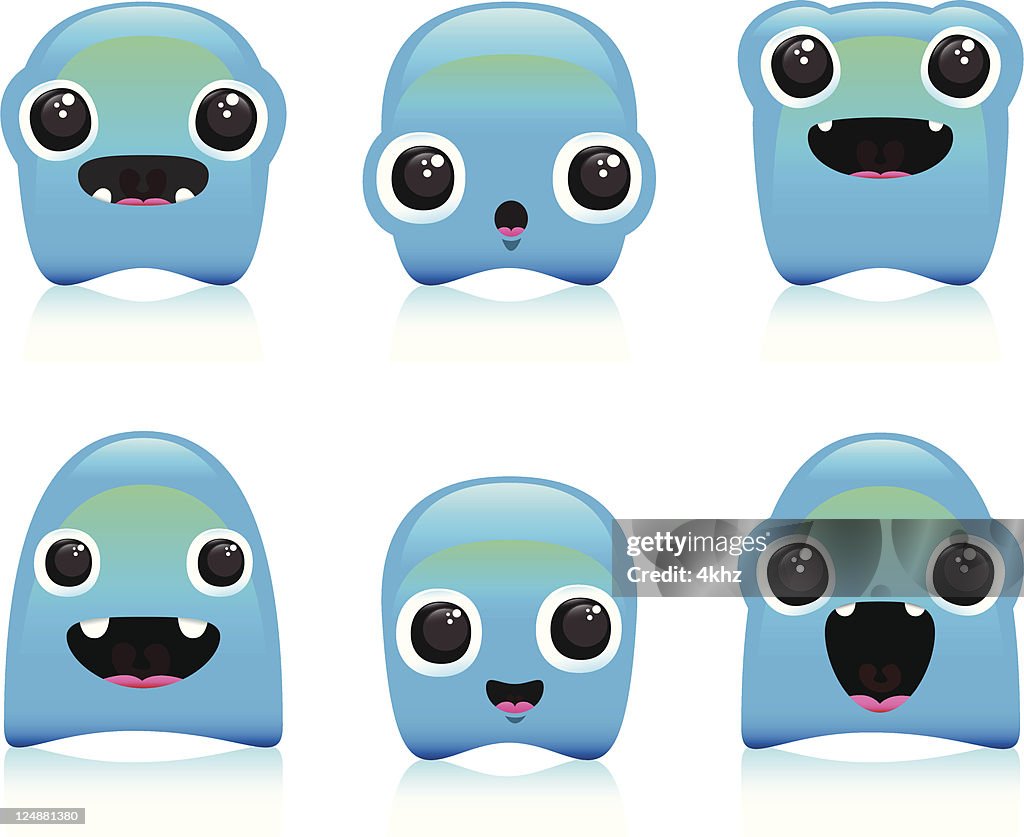 Cute Blob Characters With Expressions
