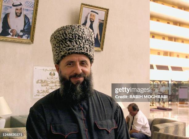 Former Chechen president Zelimkhan Yandarbyev poses for a picture in the lobby of his hotel 23 October 1999 where he's staying in Sharjah ....