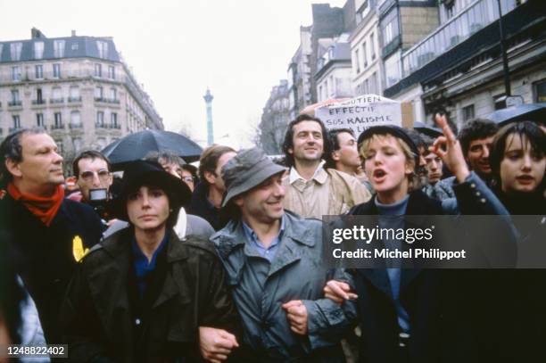 Manifestation S.O.S Racisme de Bastille à Opéra, en présence de Jack Lang, Olivier Stirn, Agnes Soral, Bernard Henry Levy, Marek Halter, Paris