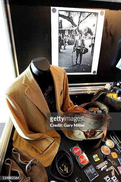 Clothes and the contents of legendary photographer Jim Marshal's camera bags on display at the "Jack & Jim" Gallery, the largest exhibition of works...