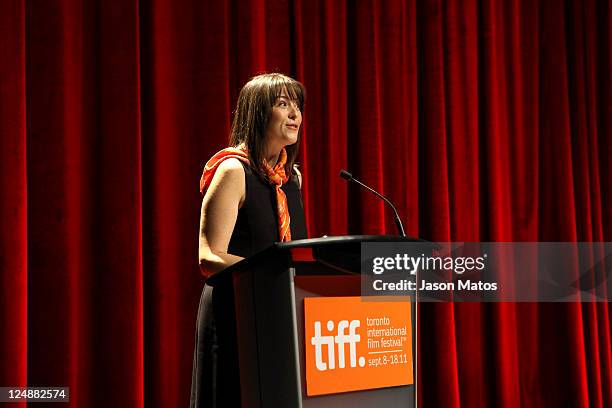 Kerry Connelly speaks onstage at "Once Upon A Time in Anatolia" premiere at TIFF Bell Lightbox during the 2011 Toronto International Film Festival on...
