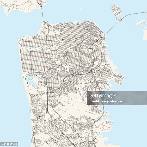 san francisco, california vector map - twin peaks stock illustrations