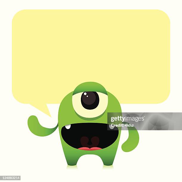 cute vector bacteria with speech bubble - cyclops stock illustrations