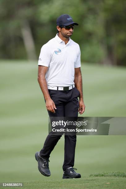 Aaron Rai of England walks up the fairway at the 14th hole during the final round of THE PLAYERS Championship on THE PLAYERS Stadium Course at TPC...